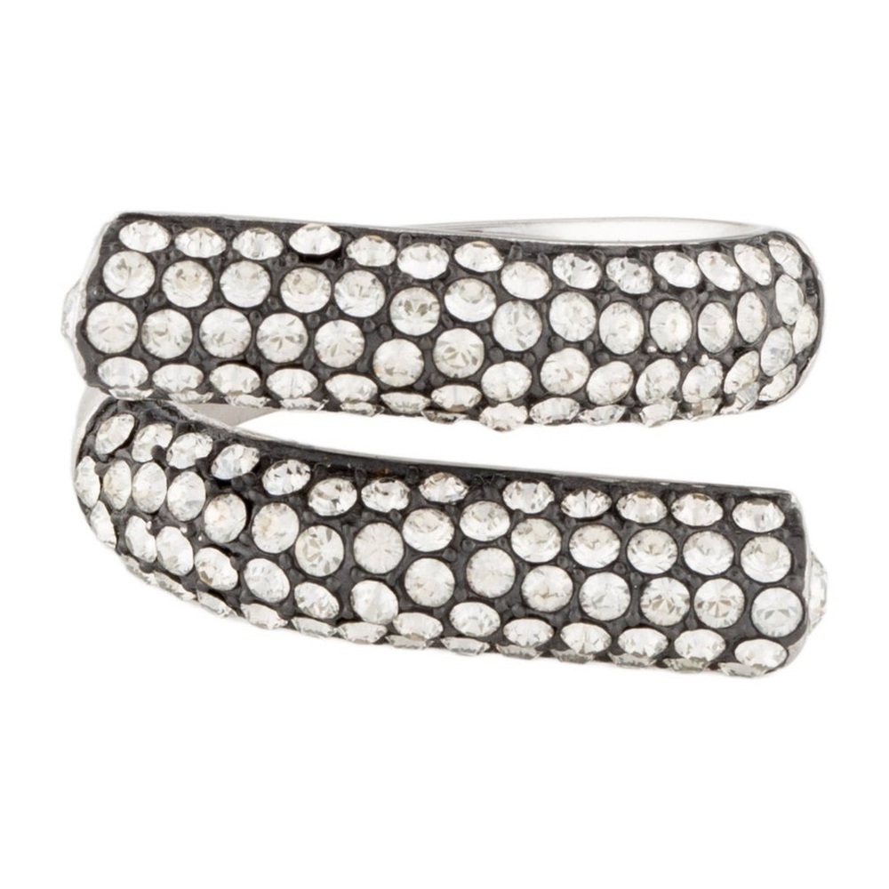 Demarson New York Pavé Crystal Wrap Ring 12K White Gold Plated Size 6.25 - Picture 4 of 6